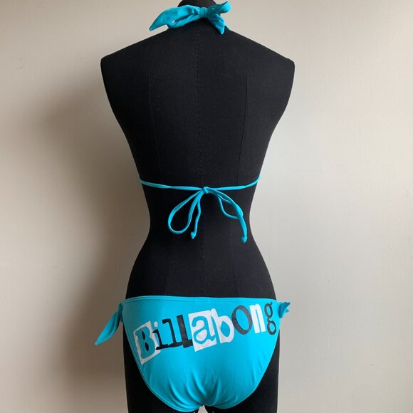 Billabong surf BLUE CRUSH Vintage bikini blue logo reversible halter top RARE - Picture 5 of 7